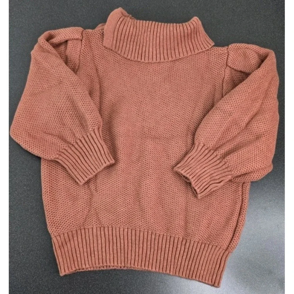 Janie And Jack Girls 8 Orange Chunky Knit Sweater Top Long Sleeve Boho Fall